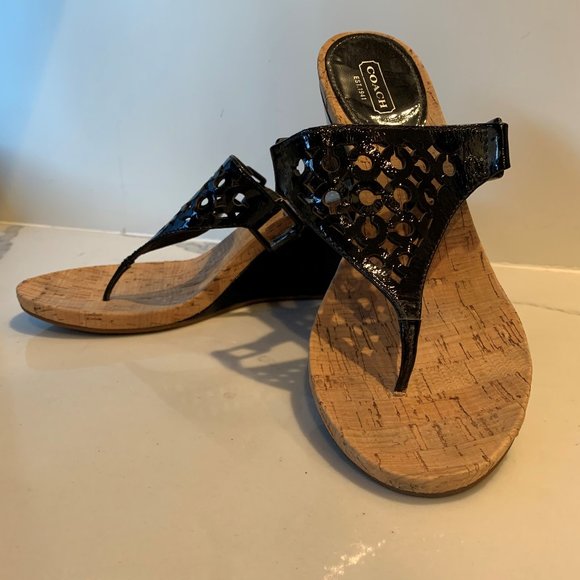 Coach patent leather cork wedges - Picture 2 of 8